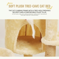 Grand arbre à chat en peluche mignon avec hamac, perchoir et griffoir, emballé en carton pour chats d'intérieur