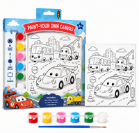 Kit de peinture sur toile DIY pour tout-petits - 6 peintures non toxiques, pinceaux et toile tendue de 20 cm - Apprenez à peindre - Cadeau d'anniversaire - À partir de 3 ans