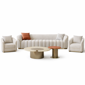 Italian Design Modern Sectional Orange Fabric Luxury <b>Sofa</b> Set for Living Room Hotel Apartment Use Eco-Friendly OE HOME - Product Image 1