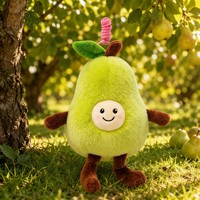 Porte-clés personnalisable en peluche super douce en forme de poire de dessin animé, vente en gros