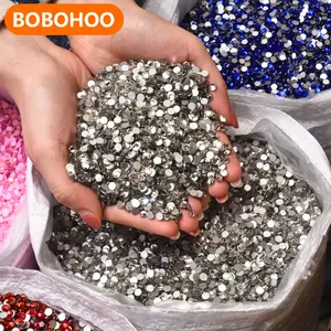 Rhinestones BOBOHOO Wholesale SS3-SS30 Normal Faceted Flat Back Round Glass Stones Crystal Rhinestones For Clothes