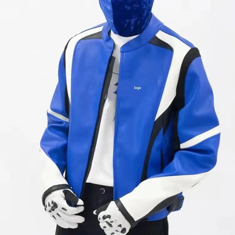 Jaket kulit pengendara sepeda motor kulit PU kualitas tinggi kustom jaket sepeda motor kulit penahan angin