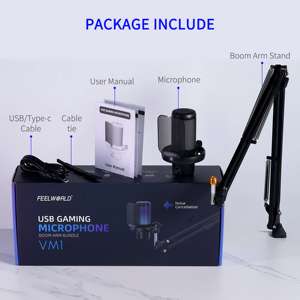 Microphone de jeu FEELWORLD VM1 avec bouton de sourdine, micro USB de studio pour diffusion en direct sur Twitch, réduction sur les commandes en gros - Product Image 6