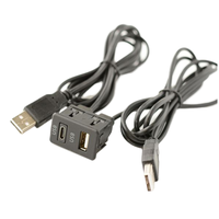 Câble d'extension USB Type-C pour montage sur tableau de bord, double port, charge rapide 3A, adaptateur pour panneau de voiture, système audio multimédia et d'infodivertissement