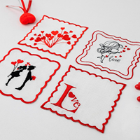 Serviettes de cocktail carrées modernes brodées à la main pour la Saint-Valentin, couleur personnalisée, 60x60cm, écologiques, durables, sous-verres
