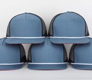 Gorras de camionero de 5 paneles con visera plana de algodón y cuerda, diseño personalizado con logo OEM al por mayor, gorra clásica snapback con logo bordado - Product Image 5