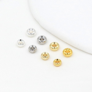 Cuentas de rueda de oro genuino de 18K que preservan el color, cuentas de neumático chapadas en oro de cobre puro (paquete de 14), cuentas espaciadoras para pulseras DIY, hilo - Product Image 3