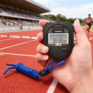 Chronomètre numérique portable professionnel, 10 mémoires, 2 rangées, minuterie sportive, étanche, 1/100S, affichage LCD de la température, entraînement de course à pied - Product Image 6