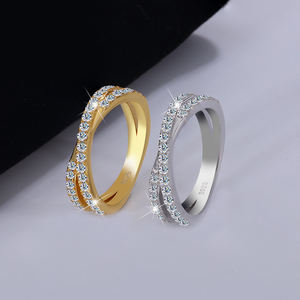 NORELLE lujo Unisex 925 plata esterlina Cruz X fila Moissanite pila promesa anillo boda Casual señora regalo para mujer - Product Image 3