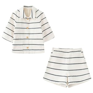Set da donna nuova camicia da Joker 2 pezzi alla <span class=keywords><strong>moda</strong></span> e per il tempo libero con risvolto a maniche corte con bottone a maniche corte + abito da donna retrò - Product Image 1