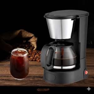 Petite <span class=keywords><strong>cafetière</strong></span> électrique goutte à goutte américaine en acier inoxydable pratique ménage bureau filtre automatique Mini exportation transfrontalière - Product Image 2