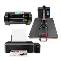 Plotter de Corte de 365 mm, Máquina de Sublimación 5 en 1, Prensa de Calor para Camisetas, Plotter de Corte de Vinilo, Impresora de Inyección de Tinta