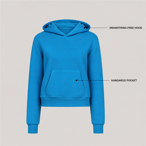 Sweat-shirt unisexe bleu à capuche, coupe classique, poche kangourou, capuche sans cordon, couleur unie, en molleton bouclette, pour l'automne - Product Image 1