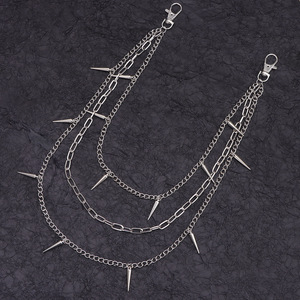 Chaîne de taille géométrique style punk, chaîne de corps multicouche à rivets, mode hip-hop pour hommes et femmes, usage quotidien, alliage de zinc - Product Image 2