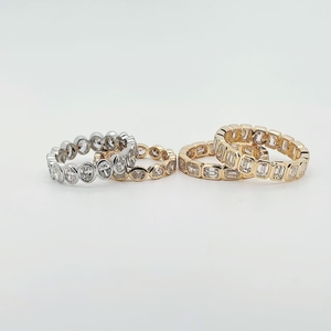 Custom Ovaal Gesneden Bezel Instelling <span class=keywords><strong>Eternity</strong></span> Ring Igi Gecertificeerde Synthetische Diamanten Ring 18K 14K Echt Goud Lab Diamanten Ring - Product Image 3