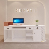 Salon magasin caissier meubles de bureau simples LED boutique moderne petit comptoir personnalisé lumière de luxe réception bureau salon de beauté