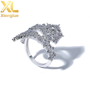 Dazzling Winter Inspired Copper 18K Gold Plated Fully Cubic Zirconia Paved Intricate Multi Snowflake <b>Open</b> Band <b>Ring</b> - Product Image 6