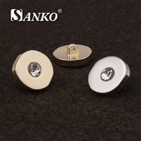 Bouton rond en métal personnalisé SANKO avec strass, bouton en alliage à coudre pour manteau, robe, veste, accessoires vestimentaires
