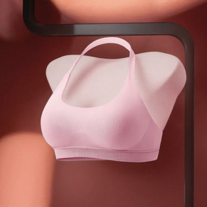 Soutien-gorge de sport rose sans coutures rembourré pour femme, maintien moyen, idéal pour le yoga et la gym - Product Image 3