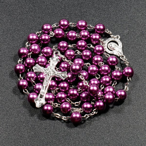New Religion <strong>Christian</strong> Bracelets for Women Virgin Mary Jesus Cross Pendant Long Necklace 8mm Prayer <strong>Rosary</strong> Beads Glass Pearl - Product Image 6