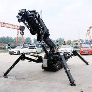 Building Telescopic 9.5m Mini Mobile Track Crane Portable 3 Tons Lifting Machinery Spider Crawler Crane