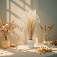 Set Vas Plester dengan Rumput Pampas Boho untuk Dekorasi Meja Pernikahan, Dekorasi Rumah Natal & Festival, Dekorasi Pesta Romantis