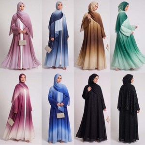Cardigans longs pour femmes Sharut, robe de soirée dégradée élégante, abaya ombrée, robe <span class=keywords><strong>hijab</strong></span>, robe musulmane, <span class=keywords><strong>vêtements</strong></span> de Dubaï - Product Image 5