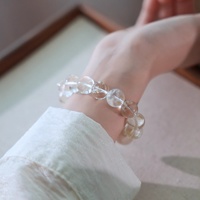 천연 화이트 팬텀 쿼츠 크리스탈 비즈 볼 팔찌 힐링 커리어 성공 에너지 정화 미니멀리스트 선물