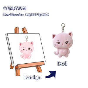 Porte-clés en peluche personnalisé, design de <span class=keywords><strong>chat</strong></span> rose mignon, services entièrement personnalisés, 20 ans d'expérience dans la fabrication de jouets en peluche - Product Image 1