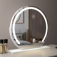 Miroir de maquillage de luxe moderne pour bureau, avec interrupteur tactile, lumières LED à intensité variable, grossissant, en métal et verre, sur pied, pour la maison et l'hôtel