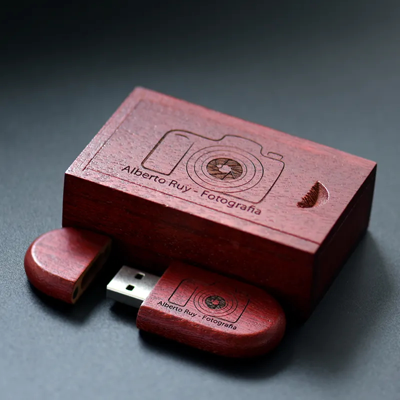 Custom Logo Wooden cle USB stick Alta capacidade 32GB 64GB USB 2.0 3.0 Flash Drive com caixa de presente pendrive u disk