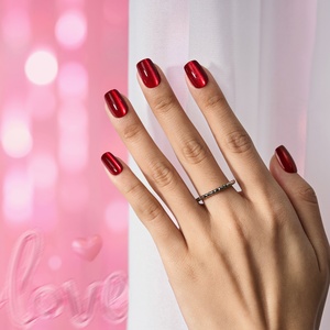 Saint-Valentin : 30 faux ongles carrés courts œil de chat rouges à coller, style Gel X, ongles carrés en gel à presser, design de créateur - Product Image 2
