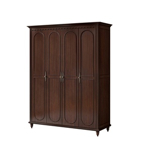 <span class=keywords><strong>Armario</strong></span> de Madera Maciza de Caoba Estilo Americano Vintage de 4 Puertas, <span class=keywords><strong>Armario</strong></span> de Almacenamiento de Ropa para Dormitorio - Product Image 1