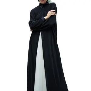 Pleated Modest Long Dress Middle East Arab Malaysia Indonesian Muslim Abaya Robe Blouses Style Burqa For Women