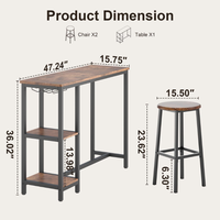 Table et chaises de bar compactes en bois, ensemble bistrot Tavolo E Sedia, table de bar avec 2 tabourets TC0246, vente chaude