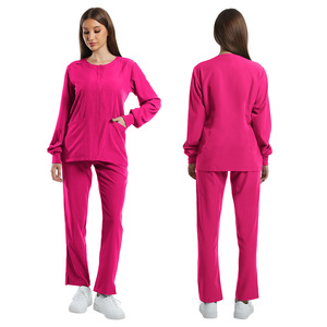 Unisex Long Sleeve Scrub <b>Top</b> Moisture Wicking Knitted Hospital Uniforms - Product Image 3