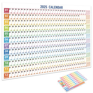 Imoda 2025 calendrier mural coloré de grande taille avec autocollants 365 jours planificateur annuel mémo horaires calendrier planification personnelle - Product Image 1