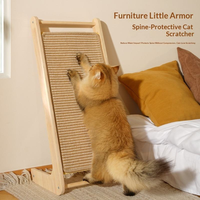 Grattoir à chat en sisal vertical en forme de L, cadre en bois massif, planche à gratter pour chats d'intérieur