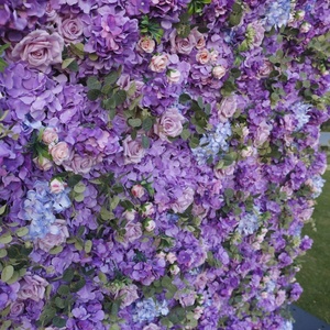 花嫁になるパーティーデコレーションシンプルな8x8紫色の花の壁の背景360写真ブースの背景イベントのロールアップスタイル - Product Image 4