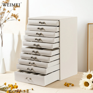 กล่องเก็บเครื่องประดับ WEIMEI สิบชั้น วัสดุหนังกำมะหยี่ สั่งซื้อขั้นต่ำน้อย สีขาวน้ำเงิน สำหรับใช้ในบ้าน ร้านค้าปลีก หรือร้านขายเครื่องประดับ - Product Image 2