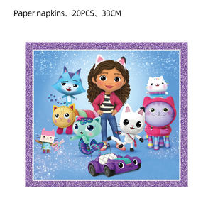 Ensemble de vaisselle jetable de chat de dessin animé <span class=keywords><strong>Gabby</strong></span> serviettes de tasses en papier adaptées aux enfants pour des fêtes d'enfants remise des diplômes de Thanksgiving de bébé - Product Image 5