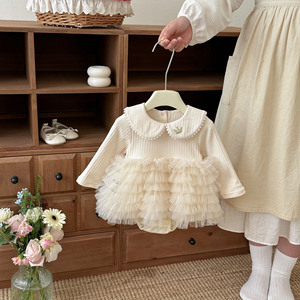 Nuovi Arrivi Autunno Inverno: Tutù con Colletto Peter Pan per <span class=keywords><strong>Neonati</strong></span> e Bambini, Vestiti Principessa in Tulle, Body con Gonna per <span class=keywords><strong>Neonati</strong></span> e Bambini - Product Image 1