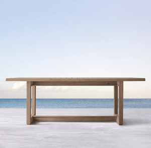 Table et chaises de salle à manger en bois pour patio d'hôtel de luxe, table extérieure en bois massif sur mesure pour villa, ensemble de salle à manger en teck pour bord de piscine - Product Image 5