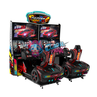 Simulateur de conduite de divertissement coloré pour parc, machine de jeu d'arcade de course à monnayeur, voiture de course dynamique, 4 écrans