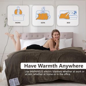 Manta Eléctrica Lavable de 160*120cm con Cable Calefactor, 1-2-3 Niveles de Calor y Temporizador de Apagado Automático de 3 Horas para Cama - Product Image 4