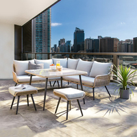 Chaise de canapé de jardin en forme de L en rotin imperméable en aluminium pour balcon et patio pour la vente en gros