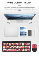 Kustom Oval keycap portabel Tablet Keyboard dan Mouse nirkabel 100 tombol membran Slim Keyboard