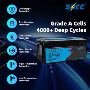 SOEC 24V 300Ah SOEC Lifepo4 Bateria de armazenamento de energia de íon de lítio com display LCD 12V 48V 100Ah 200Ah Opções - Product Image 2