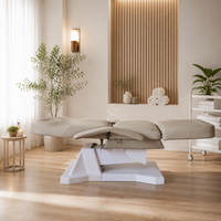 Cama de Belleza Eléctrica de 3 Motores, Compacta, con Reposabrazos Abatibles, Ahorra Espacio, Altura Ajustable, para Microblading, Tatuajes, Pestañas, Estudio, Salón, Spa
