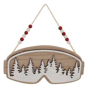 Décoration suspendue en bois masque de neige 9x16,5 cm - Product Image 1